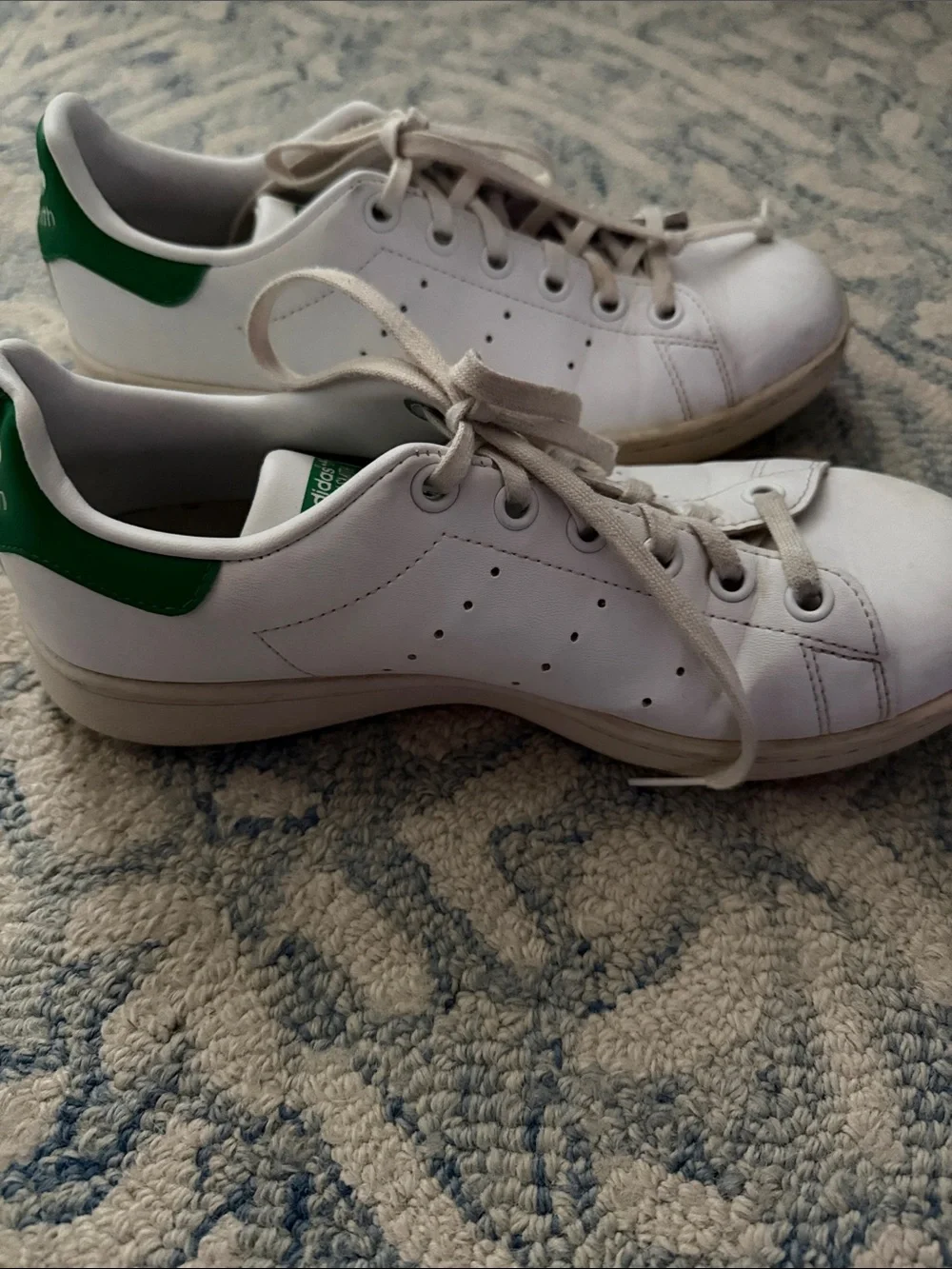 adidas White Leather Sneakers with Green Heel Tab